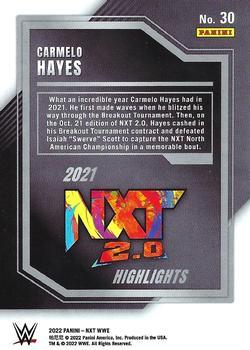 2022 Panini NXT 2.0 WWE - 2021 NXT Highlights Silver #30 Carmelo Hayes Back