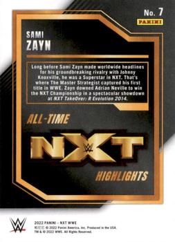 2022 Panini NXT 2.0 WWE - All-Time NXT Highlights Silver #7 Sami Zayn Back