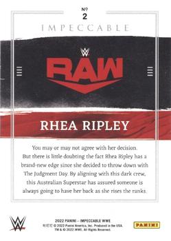 2022 Panini Impeccable WWE #2 Rhea Ripley Back
