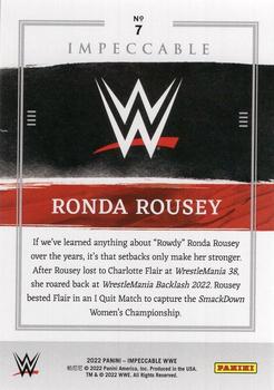 2022 Panini Impeccable WWE #7 Ronda Rousey Back