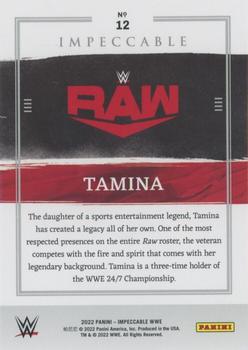 2022 Panini Impeccable WWE #12 Tamina Back