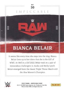 2022 Panini Impeccable WWE #30 Bianca Belair Back