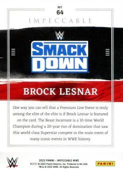 2022 Panini Impeccable WWE #64 Brock Lesnar Back