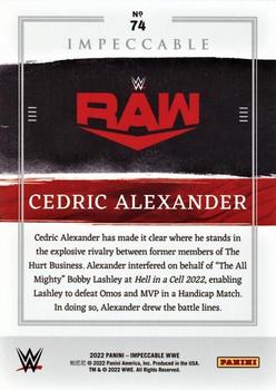 2022 Panini Impeccable WWE #74 Cedric Alexander Back