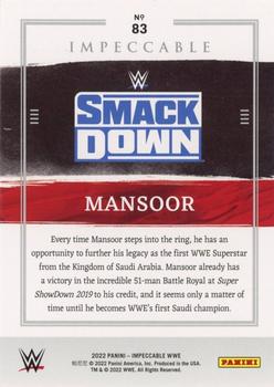 2022 Panini Impeccable WWE #83 Mansoor Back