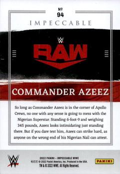 2022 Panini Impeccable WWE #94 Commander Azeez Back