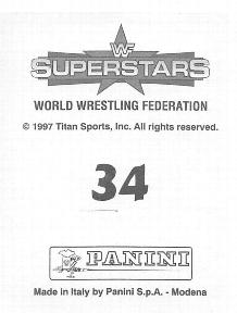 1997 Panini WWF Superstars Stickers #34 Psycho Sid / British Bulldog Back