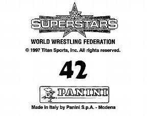 1997 Panini WWF Superstars Stickers #42 Steve Austin / Bret Hart Back