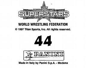 1997 Panini WWF Superstars Stickers #44 Steve Austin / Bret Hart Back