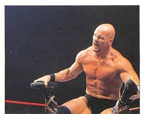 1997 Panini WWF Superstars Stickers #49 Steve Austin / Mankind Front
