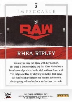 2022 Panini Impeccable WWE - Holo Gold #2 Rhea Ripley Back
