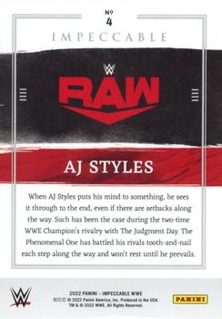 2022 Panini Impeccable WWE - Silver #4 AJ Styles Back