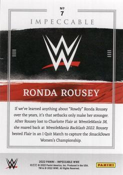 2022 Panini Impeccable WWE - Silver #7 Ronda Rousey Back