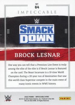 2022 Panini Impeccable WWE - Silver #64 Brock Lesnar Back