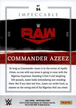 2022 Panini Impeccable WWE - Silver #94 Commander Azeez Back