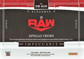 2022 Panini Impeccable WWE - Elegance Memorabilia Autographs #EM-ACR Apollo Crews Back