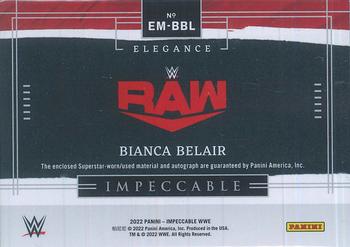 2022 Panini Impeccable WWE - Elegance Memorabilia Autographs #EM-BBL Bianca Belair Back