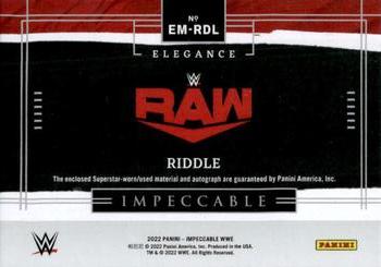 2022 Panini Impeccable WWE - Elegance Memorabilia Autographs #EM-RDL Riddle Back