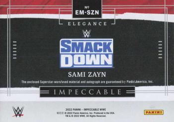 2022 Panini Impeccable WWE - Elegance Memorabilia Autographs #EM-SZN Sami Zayn Back