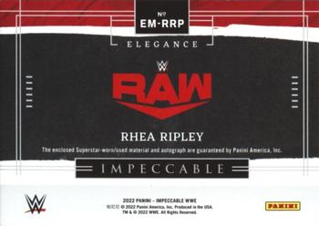 2022 Panini Impeccable WWE - Elegance Memorabilia Autographs Holo Gold #EM-RRP Rhea Ripley Back