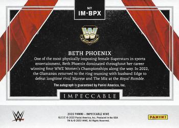 2022 Panini Impeccable WWE - Immortal Ink #IM-BPX Beth Phoenix Back