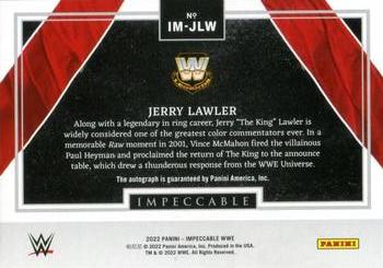 2022 Panini Impeccable WWE - Immortal Ink #IM-JLW Jerry Lawler Back