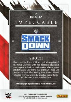 2022 Panini Impeccable WWE - Indelible Ink Platinum #IN-SHZ Shotzi Back