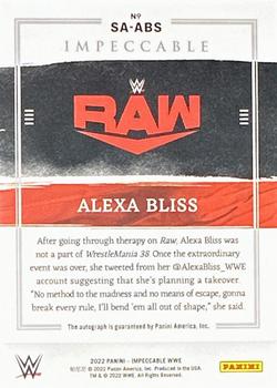 2022 Panini Impeccable WWE - Superstar Autographs Holo Gold #SA-ABS Alexa Bliss Back
