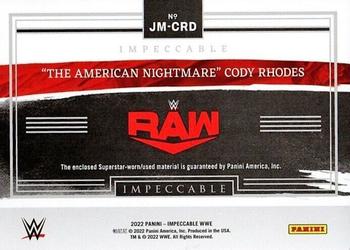 2022 Panini Impeccable WWE - Jumbo Materials #JM-CRD The American Nightmare Cody Rhodes Back