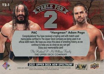 2021 Upper Deck Spectrum AEW - Table for 2 Relics #T2-1 PAC / Hangman Adam Page Back