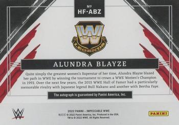 2022 Panini Impeccable WWE - Hall of Fame Signatures #HF-ABZ Alundra Blayze Back