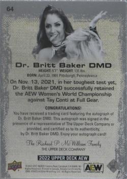 2022 Upper Deck AEW - Autographs Pyro #64 Dr. Britt Baker Back