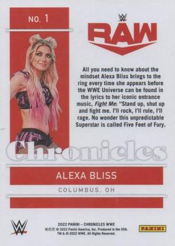 2022 Panini Chronicles WWE - Blue #1 Alexa Bliss Back