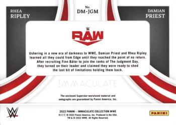 2022 Panini Immaculate Collection WWE - Dual Autographed Memorabilia #DM-JGM Rhea Ripley / Damian Priest Back
