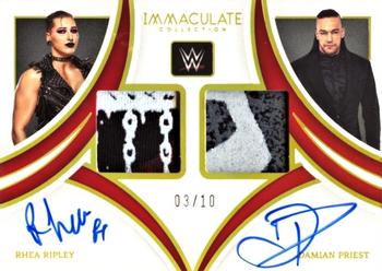 2022 Panini Immaculate Collection WWE - Dual Autographed Memorabilia #DM-JGM Rhea Ripley / Damian Priest Front