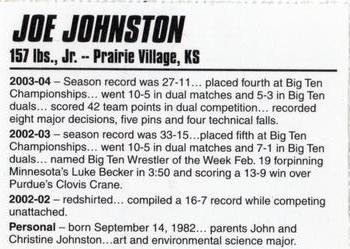 2004-05 Iowa Hawkeyes #NNO Joe Johnston Back