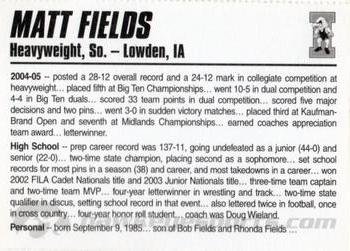 2005-06 Iowa Hawkeyes #NNO Matt Fields Back