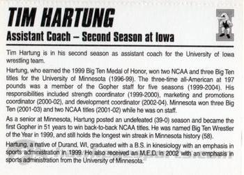 2005-06 Iowa Hawkeyes #NNO Tim Hartung Back