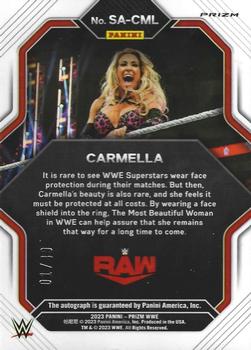 2023 Panini Prizm WWE - Superstar Autographs Prizms Blue #SA-CML Carmella Back