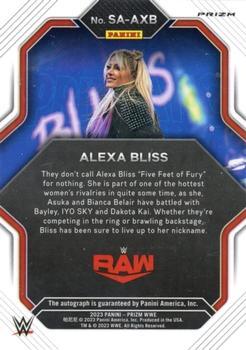 2023 Panini Prizm WWE - Superstar Autographs Prizms Under Card #SA-AXB Alexa Bliss Back