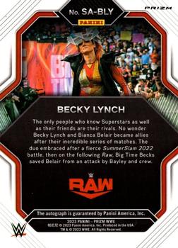 2023 Panini Prizm WWE - Superstar Autographs Prizms Under Card #SA-BLY Becky Lynch Back
