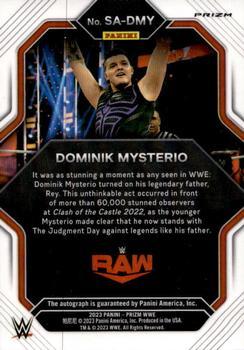 2023 Panini Prizm WWE - Superstar Autographs Prizms Under Card #SA-DMY Dominik Mysterio Back