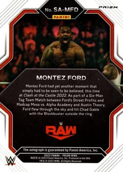 2023 Panini Prizm WWE - Superstar Autographs Prizms Under Card #SA-MFD Montez Ford Back