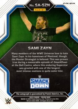 2023 Panini Prizm WWE - Superstar Autographs Prizms Under Card #SA-SZN Sami Zayn Back