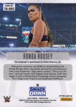 2023 Panini Prizm WWE - Throwback Signatures Prizms Blue #TB-RRS Ronda Rousey Back