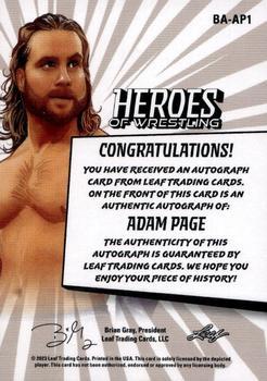 2023 Leaf Heroes of Wrestling - Autographs #BA-AP1 Adam Page Back