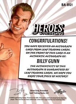 2023 Leaf Heroes of Wrestling - Autographs #BA-BG1 Billy Gunn Back