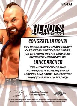 2023 Leaf Heroes of Wrestling - Autographs #BA-LA1 Lance Archer Back