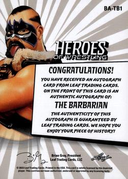 2023 Leaf Heroes of Wrestling - Autographs #BA-TB1 The Barbarian Back