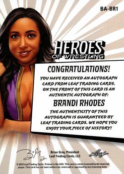2023 Leaf Heroes of Wrestling - Autographs Gold #BA-BR1 Brandi Rhodes Back
